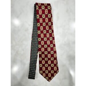 Business Formal Tommy‎ Hilfiger Men Burgundy Geometric Silk Tie Vintage Office